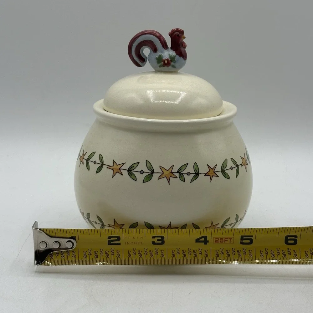 Vintage Y2K‎ Teapot & Sugar Bowl w/ Rooster Decoration Country Style Farmhouse